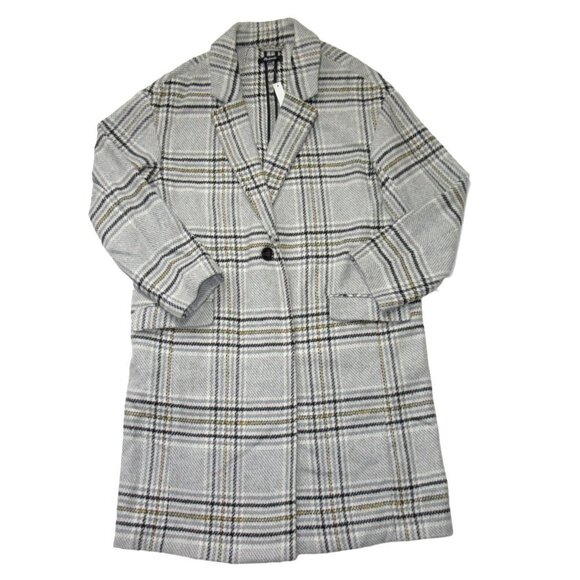 Madewell Jackets & Blazers - NWT Madewell Plaid Bryant Coat in Pearl Ivory Oversized Wool Blend M